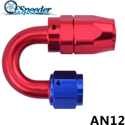 ESPEEDER AN12 Anoized Aluminium Fitting 180 Degree Swivel Elbow Fittings Adapter Oil Fuel Hose End Oil Fuel Reusable Fitting