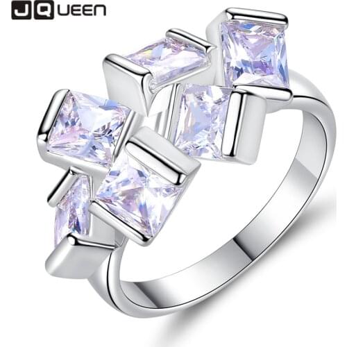 JQUEEN Creative Multi-party Zircon Ring Fashion Simple Square Couple Ring New jewelry