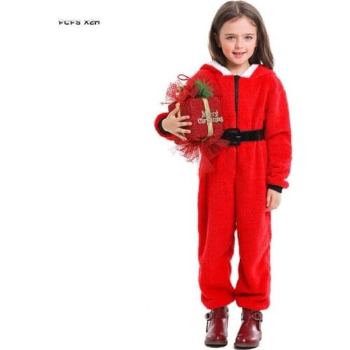 Girls Halloween Santa Claus Costumes for Kids Children Christmas Cosplay Red Winter Jumpsuits pajamas Carnival Purim party dress