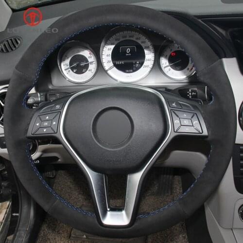LQTENLEO Black Suede Car Steering Wheel Cover for Mercedes-Benz A-Class 2013-2015 B-Class E-Class 2011-2014 CLA-Class 2013 2014