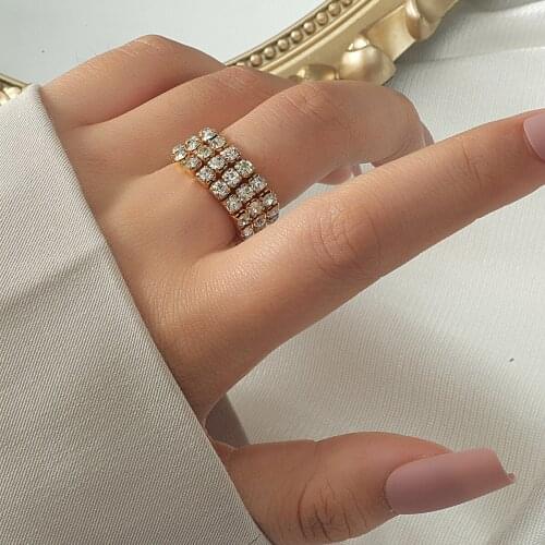 MANGOSKY Elastic 925 Stering Silver CZ Crystal Ring Purple Red Blue Zircon