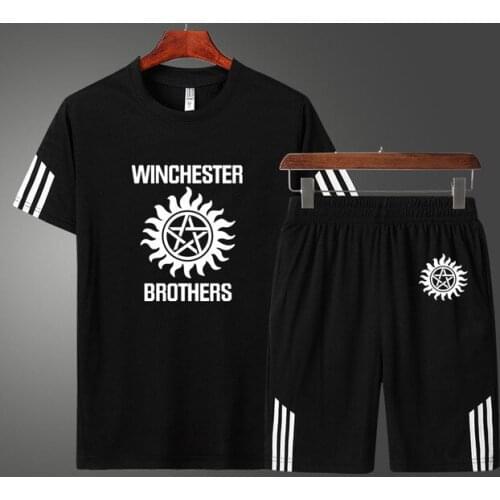 2021Summer Winchester Brothers Printing Casual Mens T-shirt High Quality Cotton Mens short sleeve + shorts two-piece suit