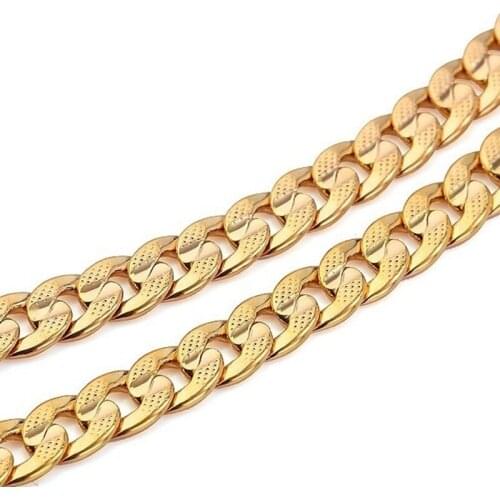Mens Jewelry Yellow Gold Filled Cuban Chain Male Necklace