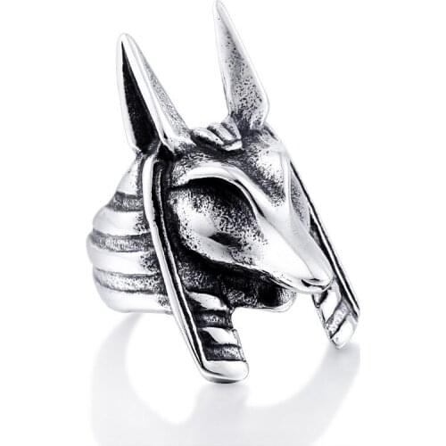 Man Egypt Ring design Style Jackal Head For Man Unique Stainless Titanium Steel Amulet Viking jewelry for men