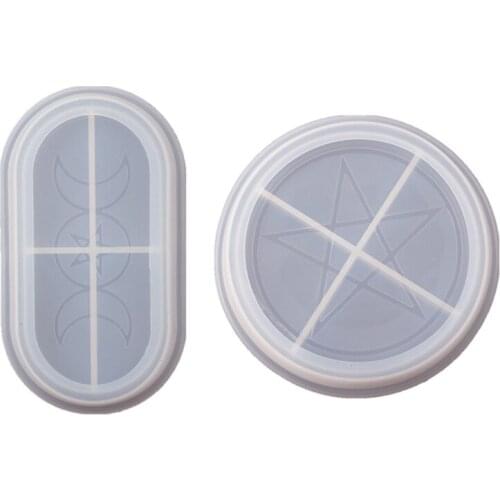 New Handmade Moon Star Candle Tray Resin Molds Moon Phase Box Molds Triple Goddess With Pentagrams Mold Jewelry Making Tools