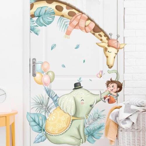 Cartoon Game Giraffe Elapant Wall Stickers for Kids rooms Nursery Wall Decoration Home Decor Removable Vinyl Sticker Art Murals