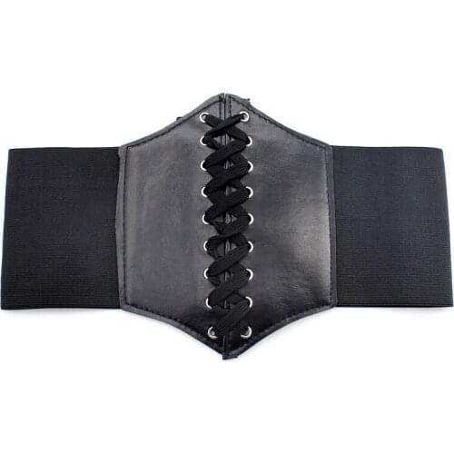 Wide belt Leather Elastic corset Belt Tie up Waist belt Lace Up Waist Belt Body Shaper Girl Clothes Decoration