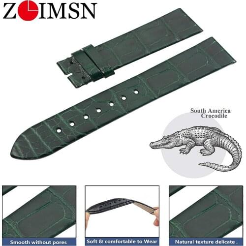 ZLIMSN Genuine Crocodile leather Watch Band Thin 16mm for Chopin Providing Private Customization Service Alligator Strap