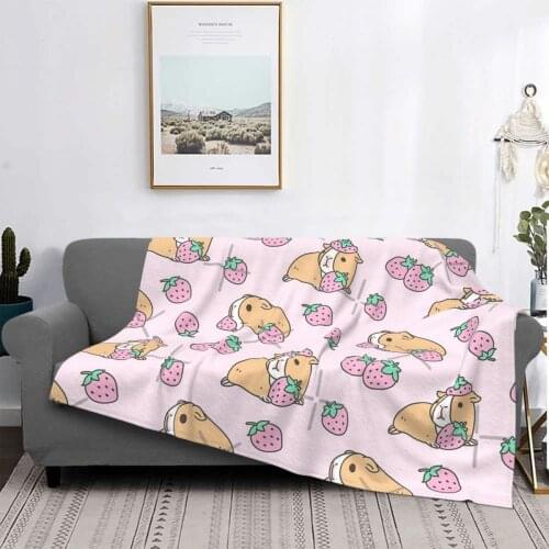 Pink Guinea Pig And Strawberry Pattern Throw Blanket Blanket Sofa Daybed Boho Blanket Sweatshirt Mexican Blanket