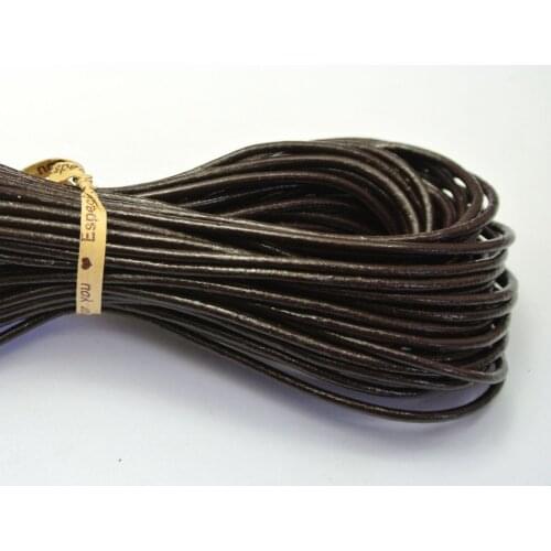 32.8 feet Brown Round Real Leather Jewelry Cord 2mm