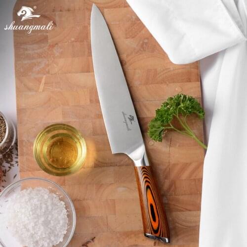Shuangmali 8 Inch Cooking Chef Knife 5Cr15 Stainless Steel Kitchen Slicing Chef Knives Utility Vegetable Meat Cleaver Knife