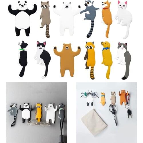 Cute Cartoon Animal Wall Hook Creative Animal Hook Bathroom Kitchen Hook Adhesive Key Hooks for Wall Home Decor Crafts