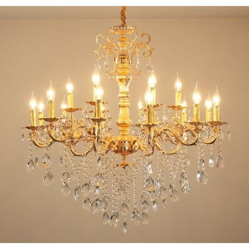 LED Classic Iron Crystal Glass Golden Chandelier Lighting lustres de cristal Suspension Luminaire Lampen For Dinning Room Foyer