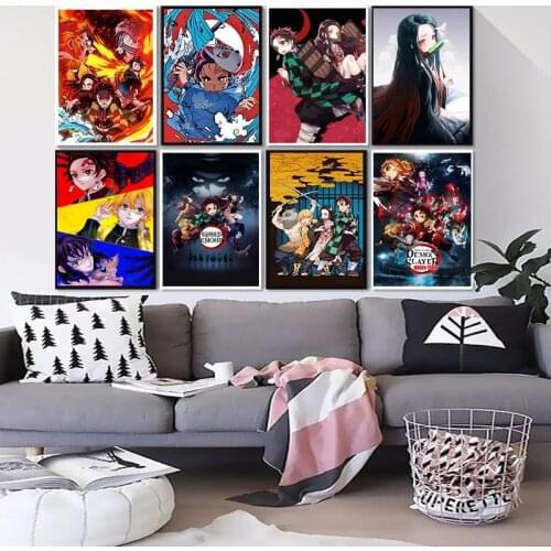 Japanese Anime Demon Slayer Home Decor Kimetsu No Yaiba Canvas Painting Poster Bedroom Living Kids Room Sofa Wall Art Decor