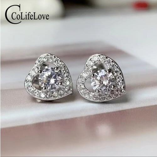 CoLife Jewelry 925 Silver Moissanite Stud Earrings 4mm F Color VVS1 Grade Moissanite Silver Earrings Silver Moissanite Jewelry
