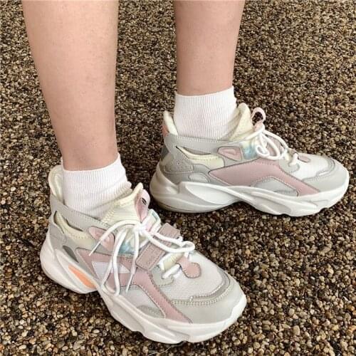 Women Chunky Sneakers Female Thick Bottom Vulcanized Shoes Ladies Tenis Breathable Comfort Woman Casual Walking Shoes