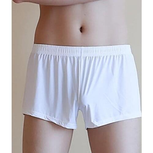 Men Low Waist Loose Underpants Comfortable Super Thin Ice Silk Stretchable Comfort Moisture Wicking Boxer Brief for Home