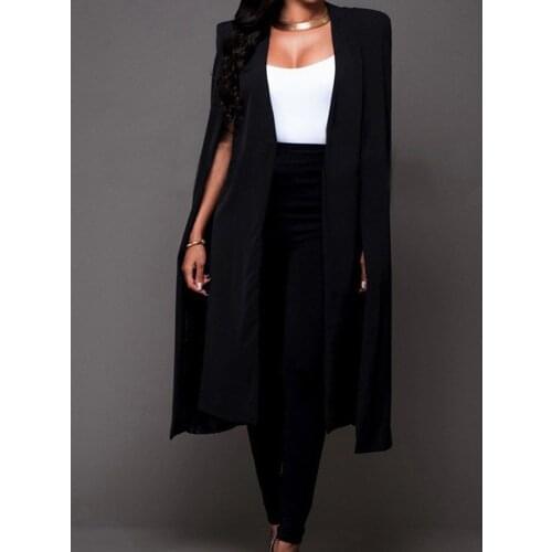 Women Long Coat Cloak Cape Blazer Suit Jacket Trench Poncho Outwear Tops Casual Formal Solid Lady Loose Capes Ponchos Blazer New