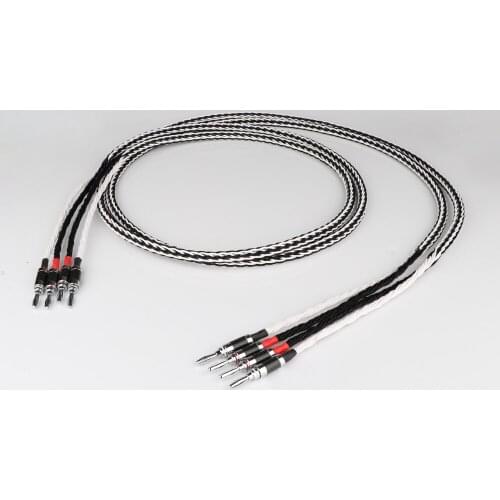 One Pair 8TC 7N OCC Pure Copper Twist Speaker Cable Hifi Audio Speaker Wire Loudspeaker Cable