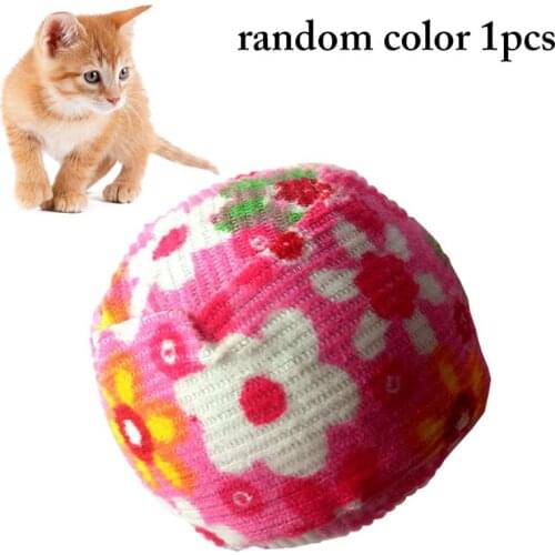 1 Pcs Colorful Mini Cat Toy Ball Creative Flower Print Cat Balls Interactive Kittens Chewing Toys Pet Cats Teasing Scratch Toy