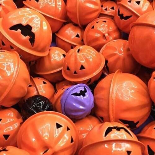 20 Pcs 40mm Xmas Halloween Pumpkin Jingle Bells Bead Charms Pendants Jewelry