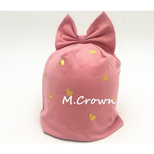 2020 Bow Decoration Spandex Jersey Girls Lovely Hat Cap with Hot Stamping Loving Heart Printing