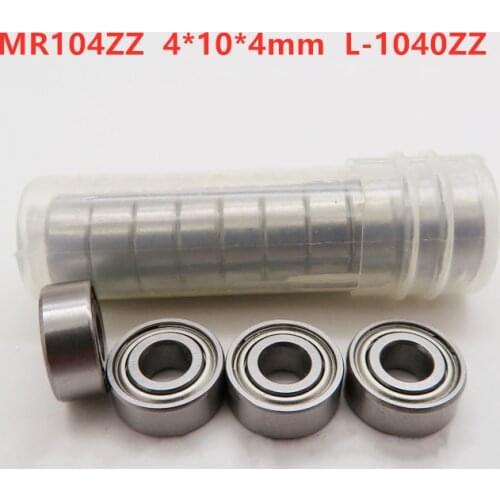 100pcs miniature ball bearing MR104ZZ 4*10*4mm L-1040ZZ deep groove ball bearings 4mmx10mmx4mm model bearing