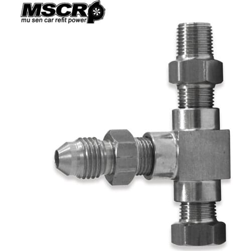 Adapter Fitting Tee 3 Way 1/8" NPT to 4AN & Plug Block Oil Feed Pressure Sensor Aluminium Alloy-YX02789