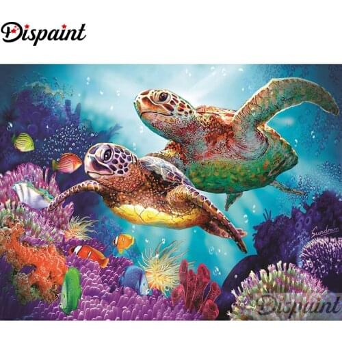 Dispaint Full Square/Round Drill 5D DIY Diamond Painting "Animal sea turtle" Embroidery Cross Stitch 5D Home Decor A11713