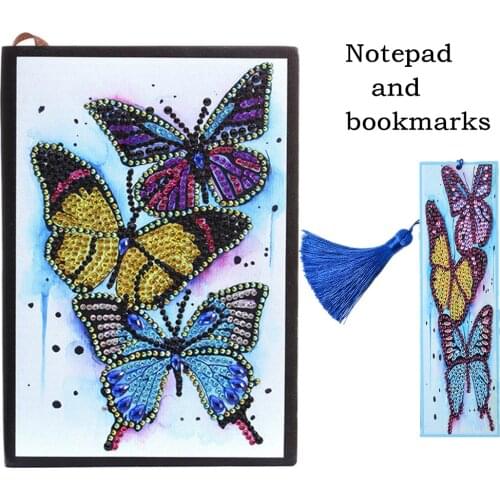 Diamond Painting Bookmark and Notebook Set 5D DIY Special Shaped Diamond Art Mosaic Leather Tassel Book Marks Gift