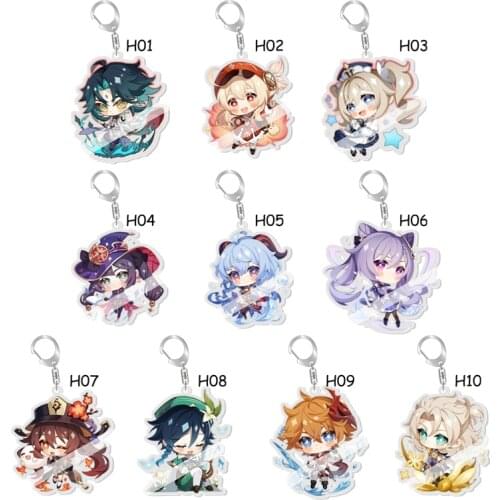 Anime Keychain Genshin Impact Venti Paimon Player Diluc Klee Man Key Chain for Womens Cute Bag Pendant Key Ring Gifts
