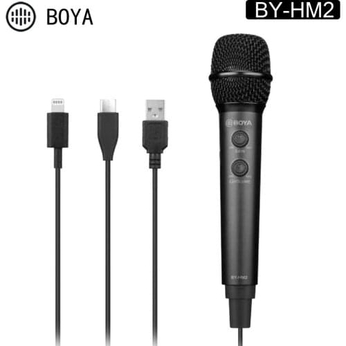 BOYA BY-HM2 Digital Handheld Microphone Gain Control for iPhone Android Type-C Tablet Computer PC USB Digital Condenser Mic