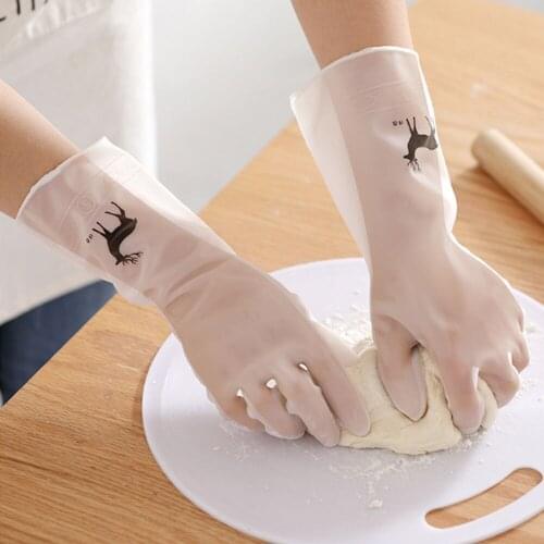 Household Dishwashing and Dishwashing Gloves Waterproof Rubber Gloves Thin Latex Housework Gloves