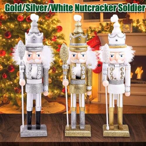 42CM Nutcracker Soldier Christmas Decoration Ornaments New Year Gift Wooden Doll