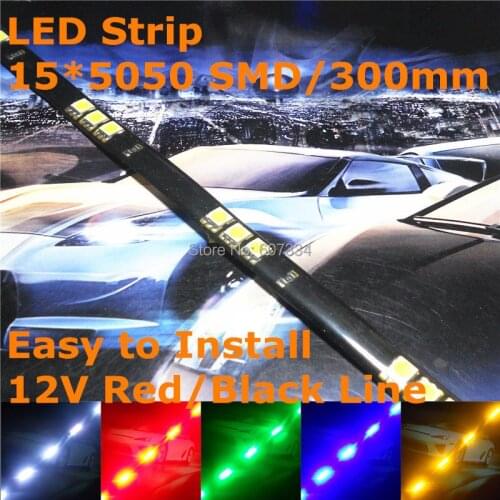 Stock Shipping New 12V Car LED Decoration Soft Strip 300mm (15*5050 SMD) For Out/In Door Signal Atmosphere Light