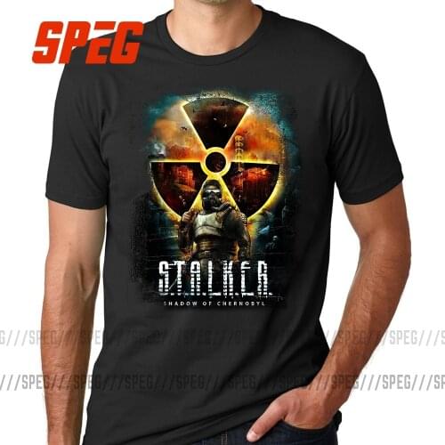 Casual Tees Shirts Stalker Shadow of Chernobyl Cool T Shirts Mens Organnic Cotton Short Sleeve Mens Solid T-Shirt Round Collar
