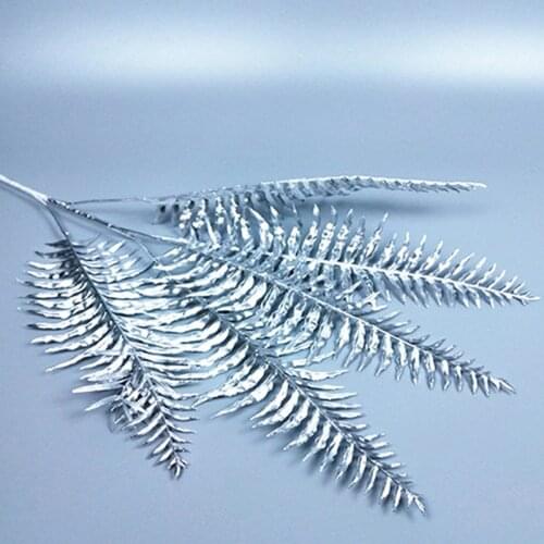 80cm Artificial Silver Plants Leaf Plastic DIY Flower Arrangement Material Wedding Fake Palm Tree Branch Christmas Home Decor