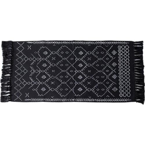 Boho Bathroom Rug 23.6x51inch Bohemian Kitchen Washable Cotton Tassel for Porch