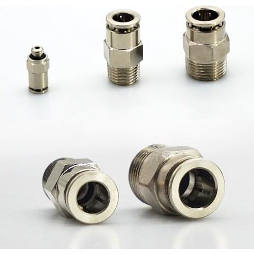 Brass Fitting Pneumatic Compressor Male Straight Compress Air Fitting 12mm to 3/8" ,1/2" TUBE PC12-03,PC12-04