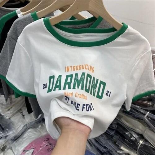 TSXT 2021 New Korean Version Of The Summer Fashion And Leisure Circle Collar Printed Short-Sleeve T-Shirt