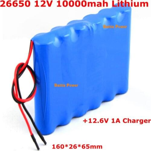 12V 10000mah lithium ion battery 12V 26650 10AH lithium battery pack for Solar street hunting Hernia lamp Audio monitoring LED
