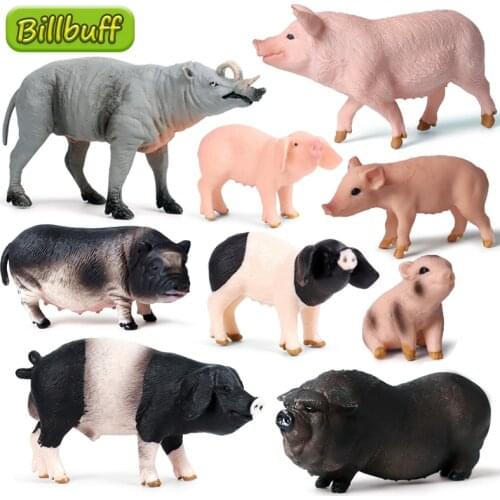 Cute Simulation Farm Domestic Pig Animals Model Action Figures Collection Miniature Cognition Educational Toys for children Gift