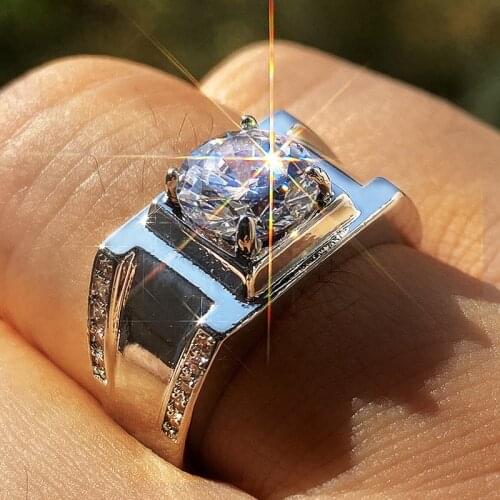 Mens Engagement Wedding Rings Luxury Jewelry Perfect Polished Shiny Cubic Zirconia Jewelry