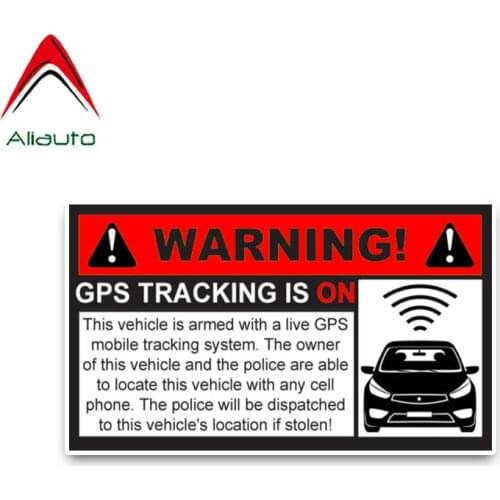 Aliauto Red Attention Warning GPS Tracking Is on Car Sticker Noticeable Decals PVC Waterproof Cover Scratch,13cm*7cm