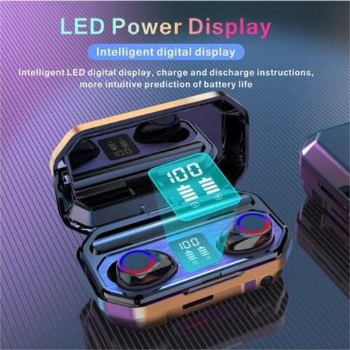 TWS Bluetooth 5.0 Earphones with Charging Box Touch Wireless Headphone 9D Surround Stereo Waterproof Earbuds With Flashlight