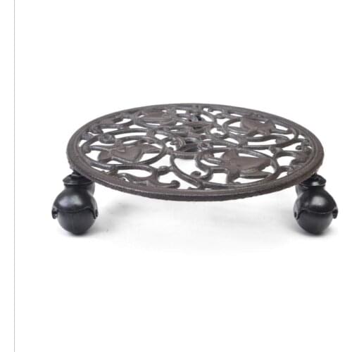 Wholesale 16pcs/lot Plant Caddy 12in. Black Flower Pot Stand Holder Roller Dolly Iron Casting Heavy-Duty 150kgs