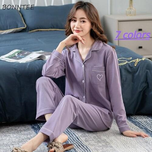 Pajama Sets Women Outfits Clothing Simple Soft Classy Sleepwear Lady Full Length Pjs 2 Pieces Set Spring Popular Stylish Ulzzang