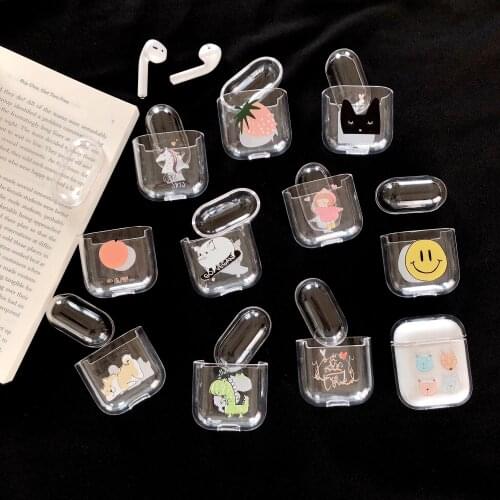 PC Silicone Bluetooth Wireless Earphone Hard Case For AirPods 1 Protective Cover Skin Accessories For Apple AirPods Charging Box