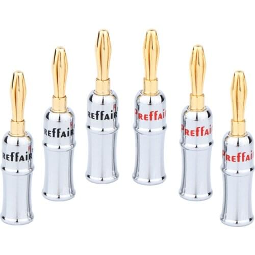 Preffair BA1462 24K Gold Plated Brass banana Banana Plug Connector For DIY Speaker cable