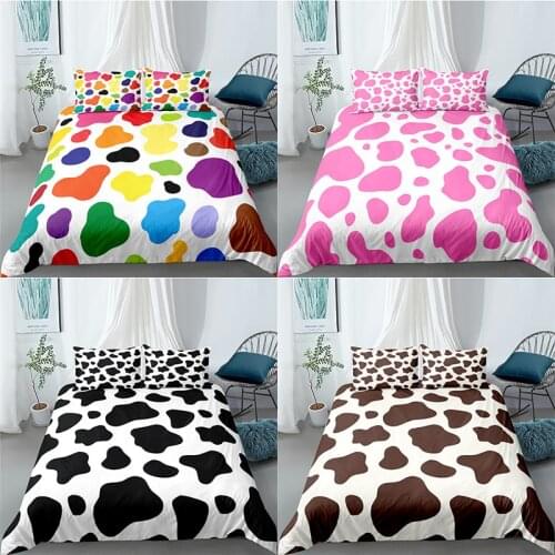 Luxury 3D Cows Texture Print 2/3Pcs Bedding Sets Comfortable Duvet Cover Pillowcase Home Decor Queen and King EU/US/AU Size